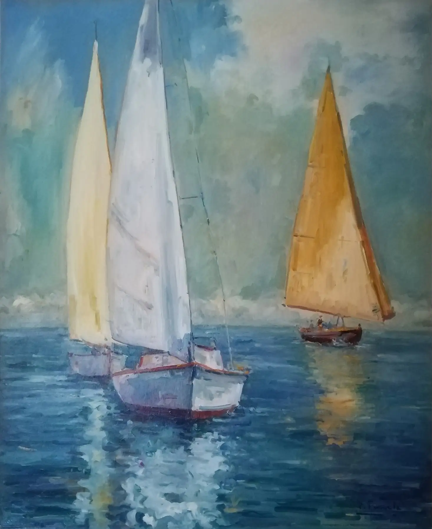 Obra titulada «Veleros en Mallorca» de Pedro Fraile