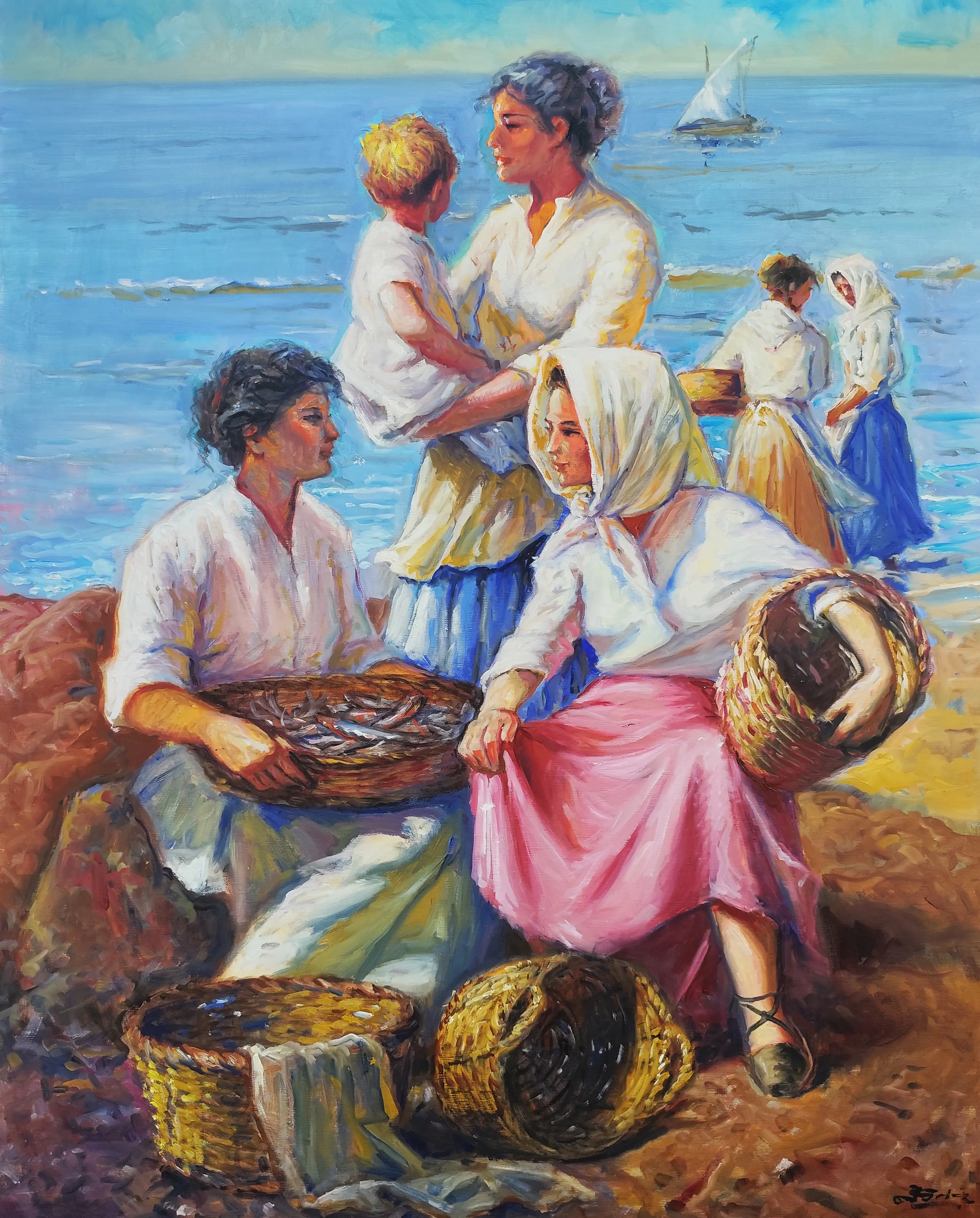 Obra titulada «Grupo de pescadoras» de Juan Soler