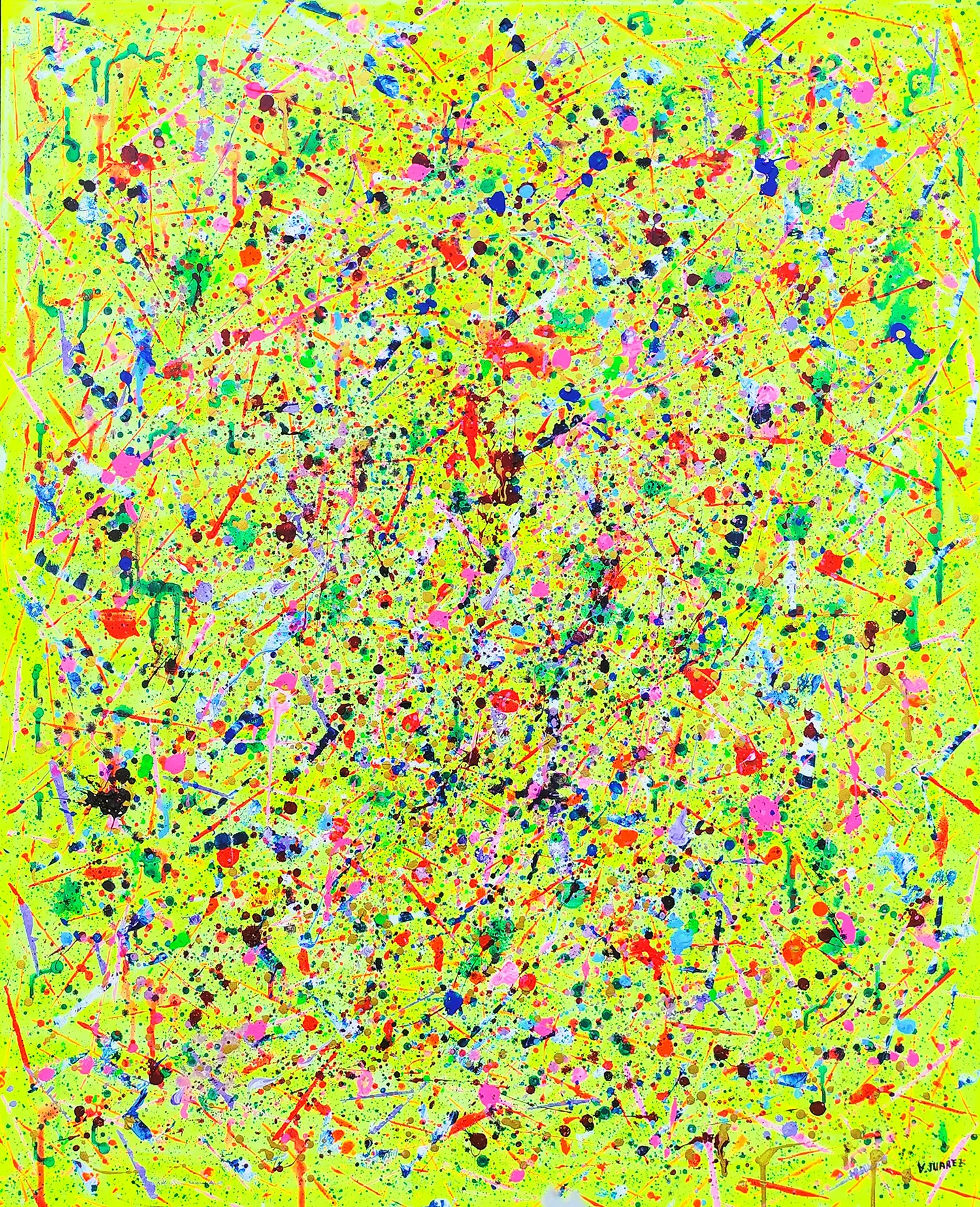 Mockup de la obra «Abstracto con amarillo luminoso» de Vicente Juárez