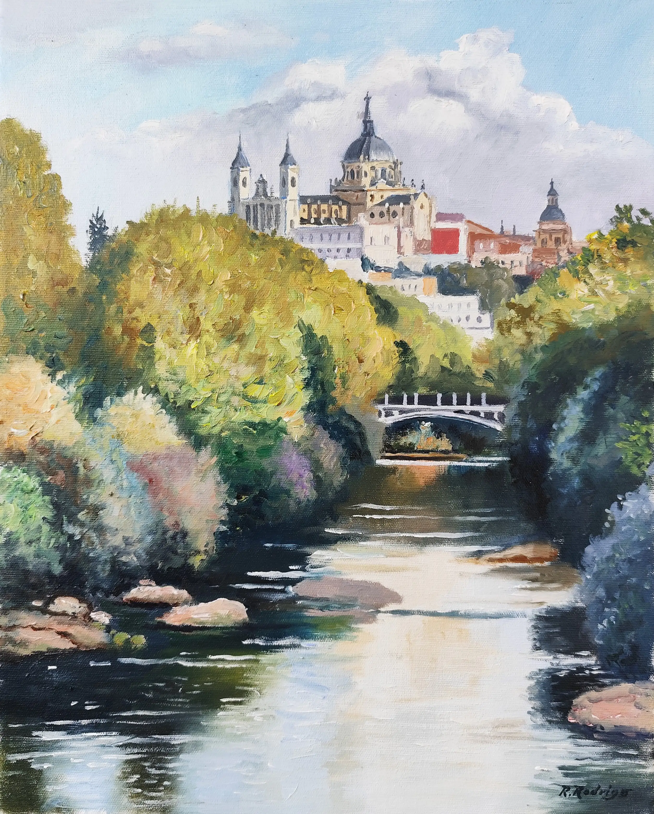 Obra titulada «Madrid desde el río Manzanares» de Ramos Rodrigo