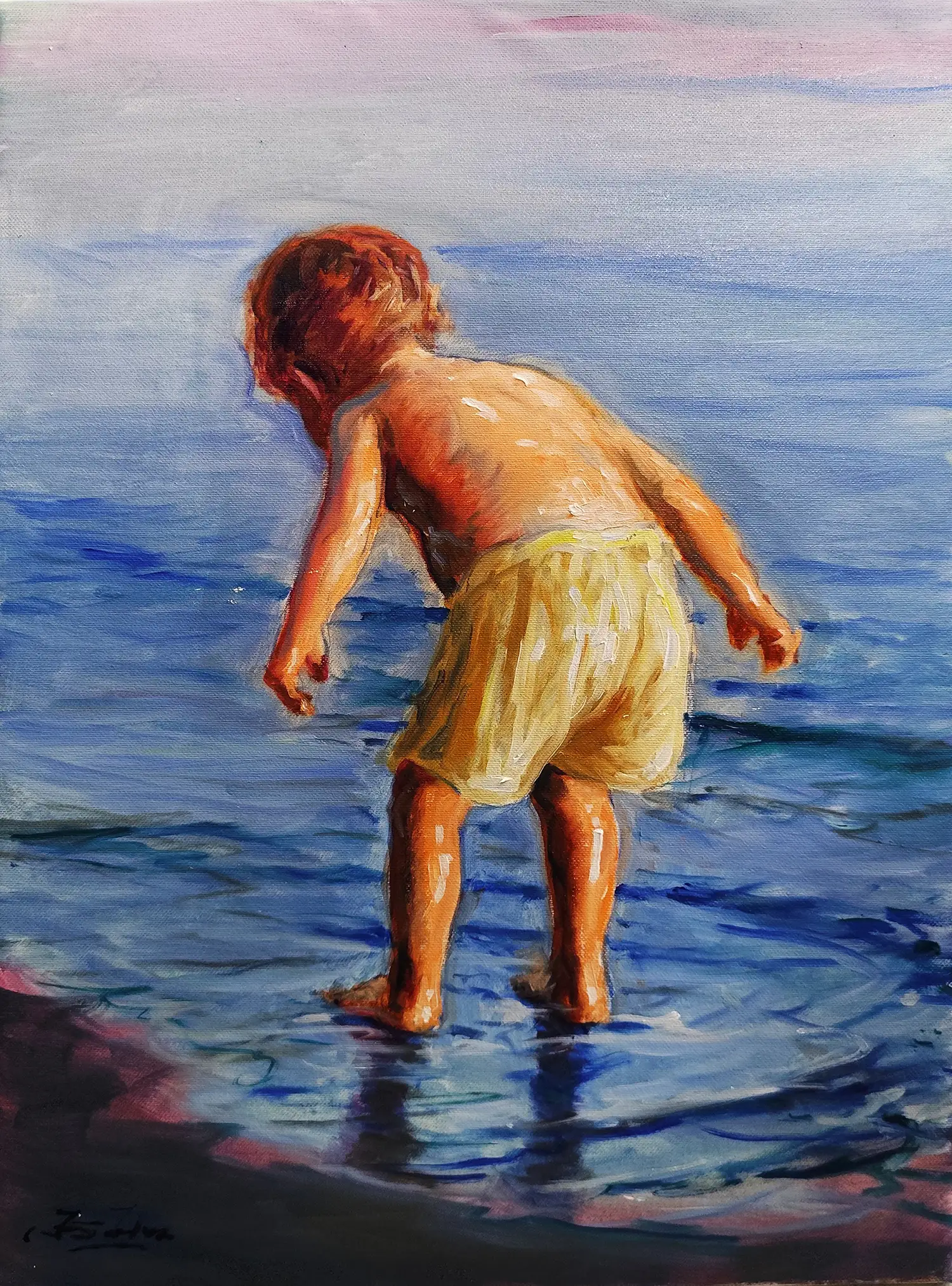 Obra titulada «Niño en la playa» de Juan Soler