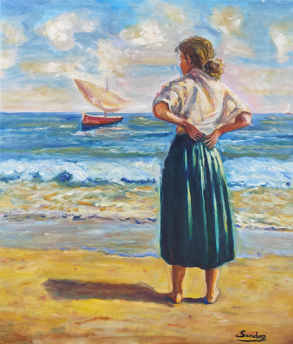 Obra titulada «Pescadora» de Claudia Sánchez