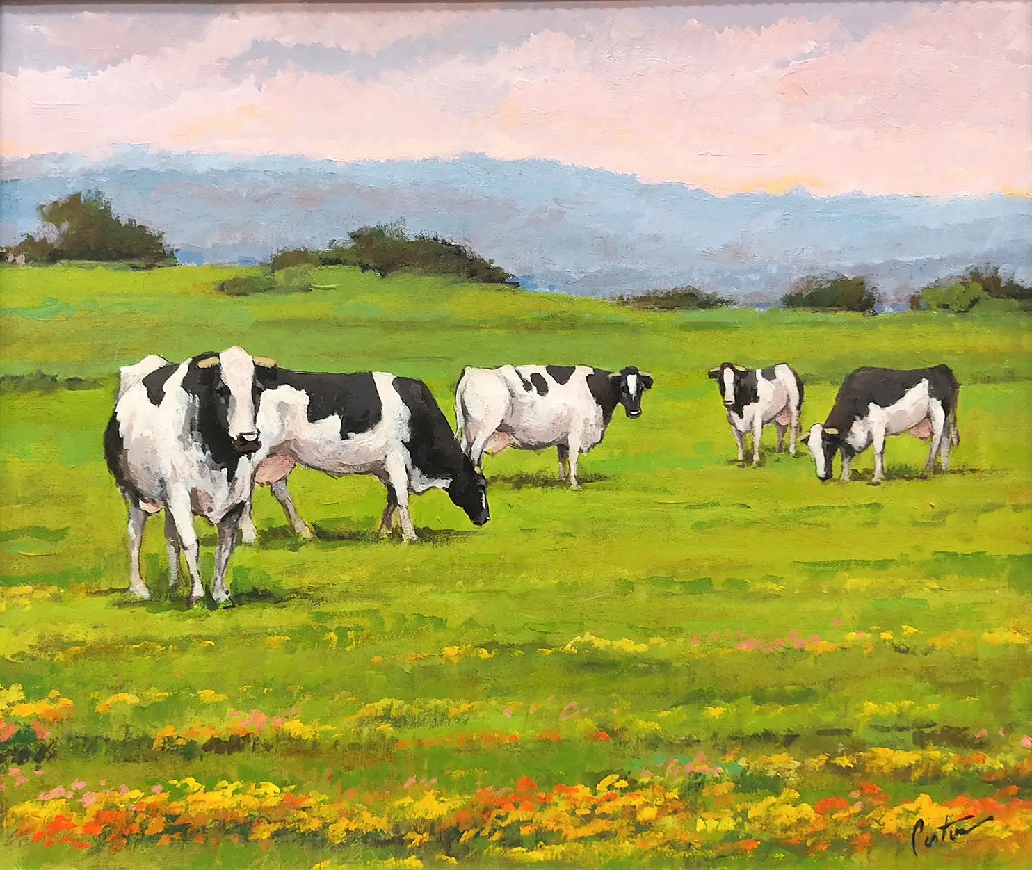 Obra titulada «Ganado pastando» de Enrique Pastor