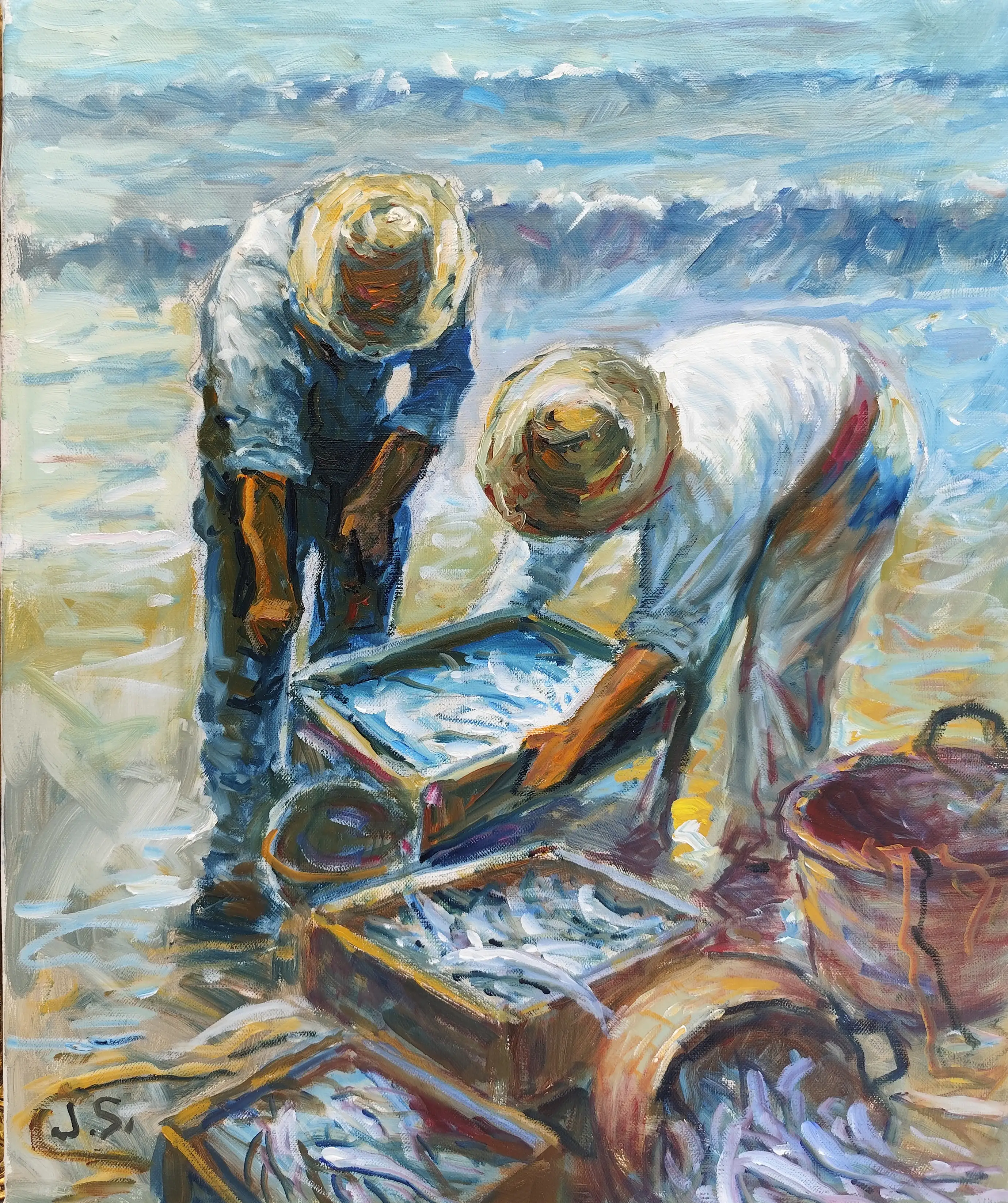Obra titulada «Pescadores con sardinas» de Juan Soler