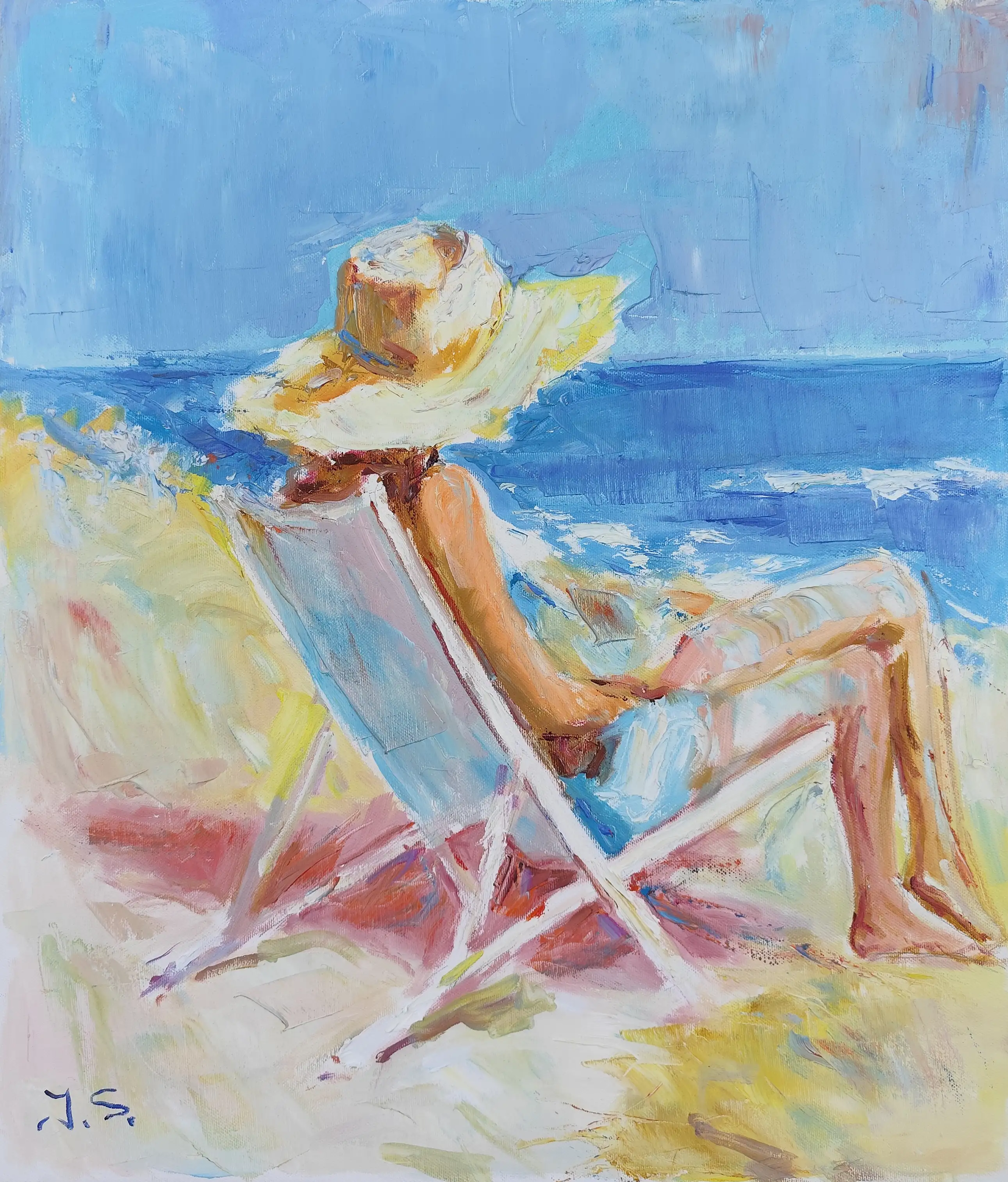 Obra titulada «Mujer en la playa» de Juan Soler