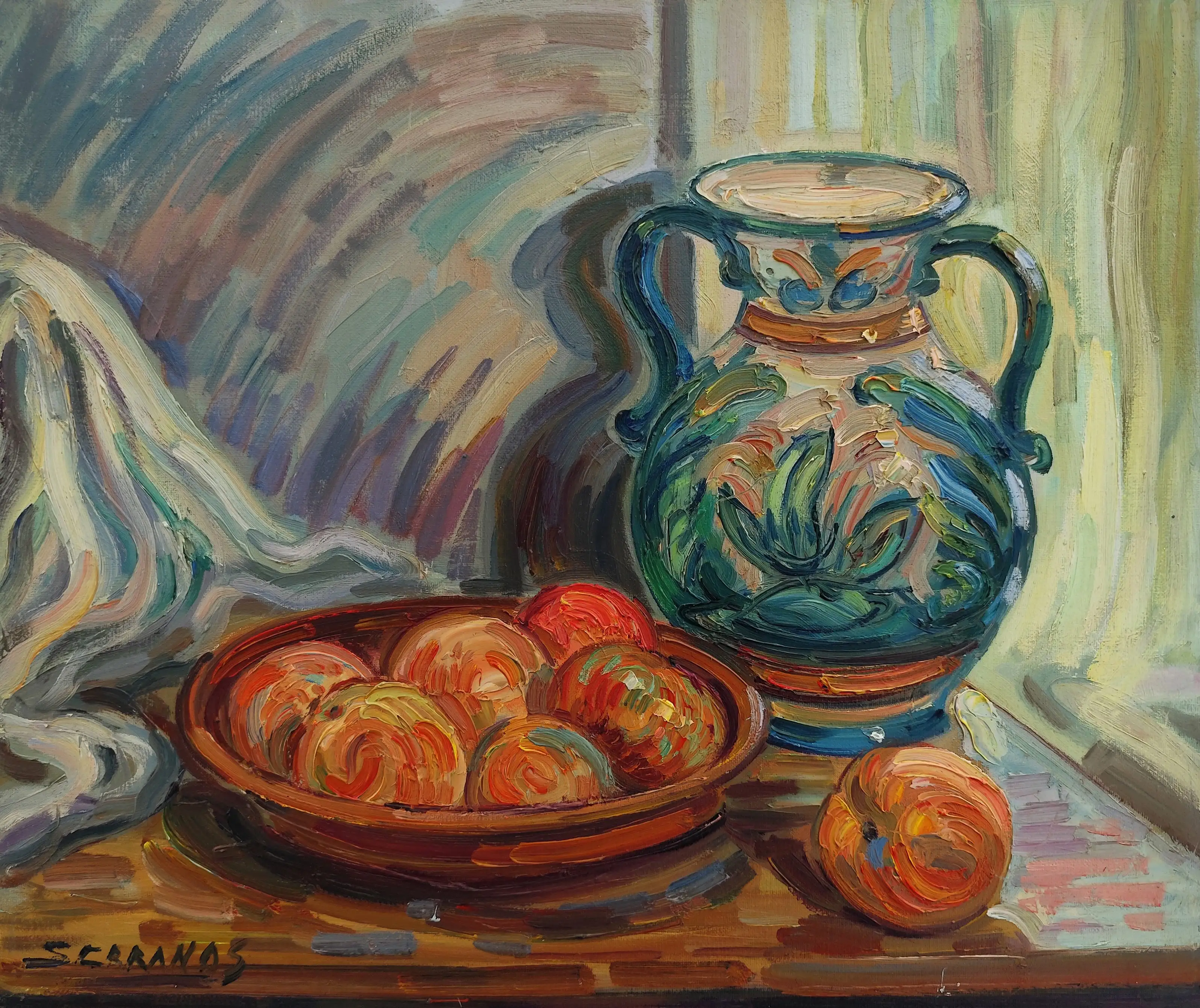 Mockup de la obra «Bodegón con naranjas » de Serranos