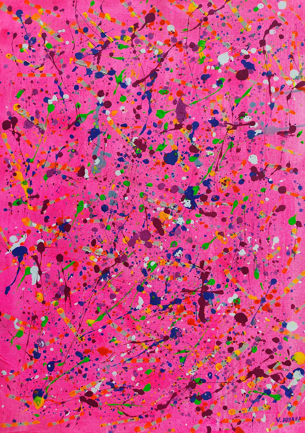 Mockup de la obra «Abstracto en rosa» de Vicente Juárez