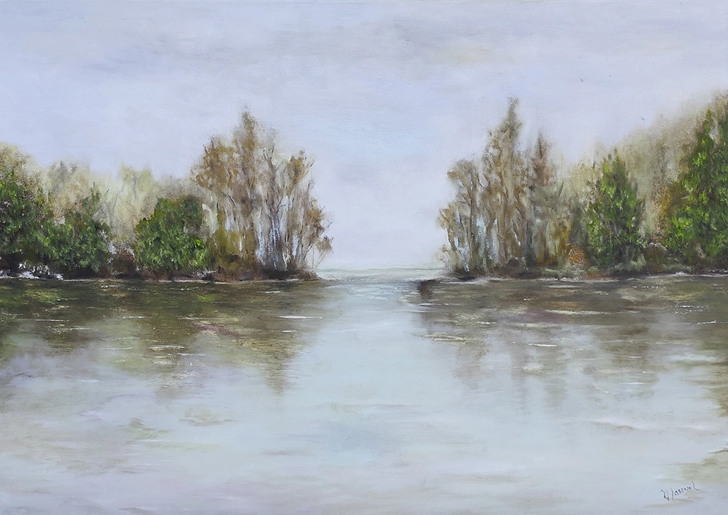 Mockup de la obra «Paisaje con río» de Manuel Alberto García Cruz
