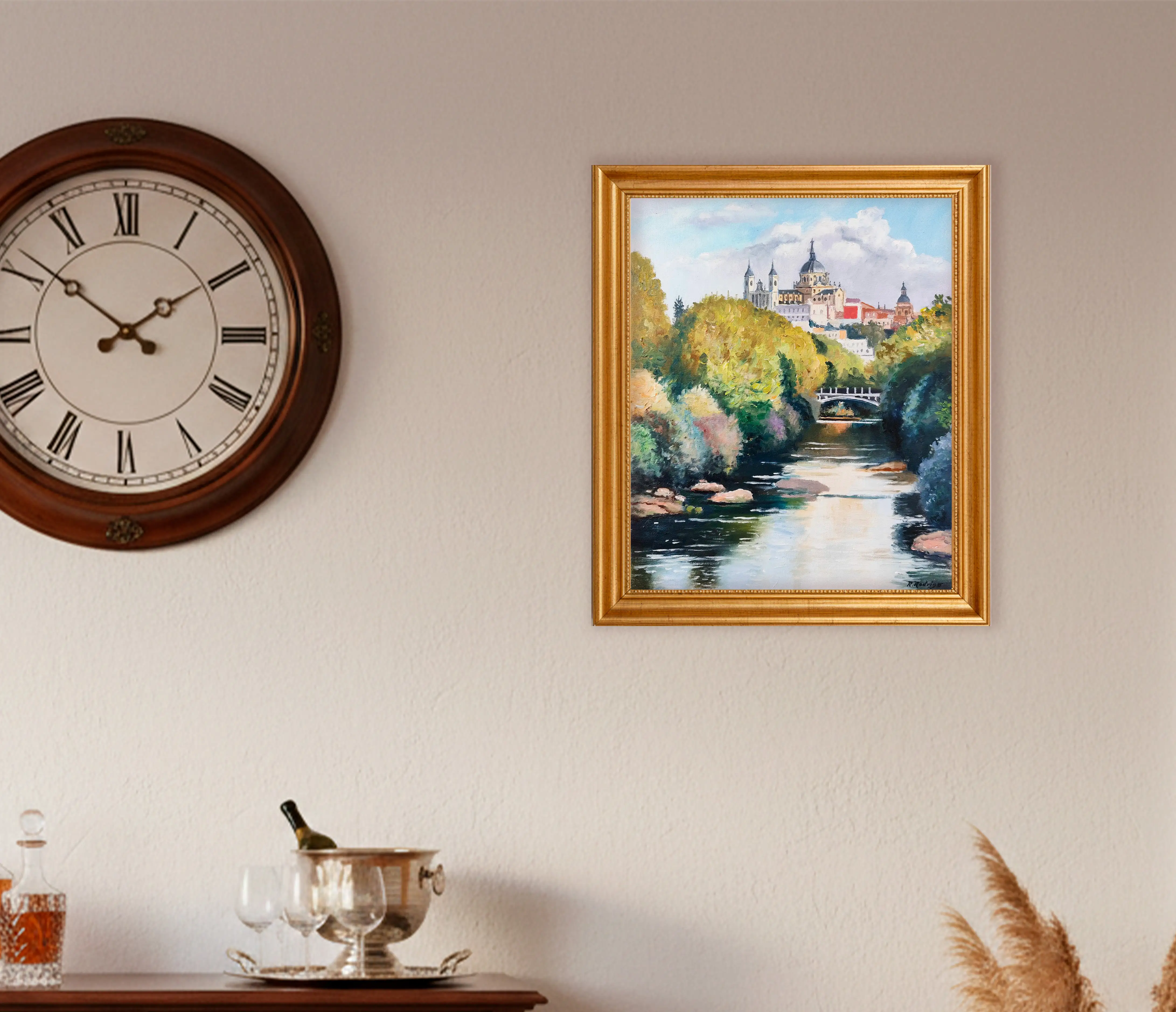 Mockup de la obra «Madrid desde el río Manzanares» de Ramos Rodrigo