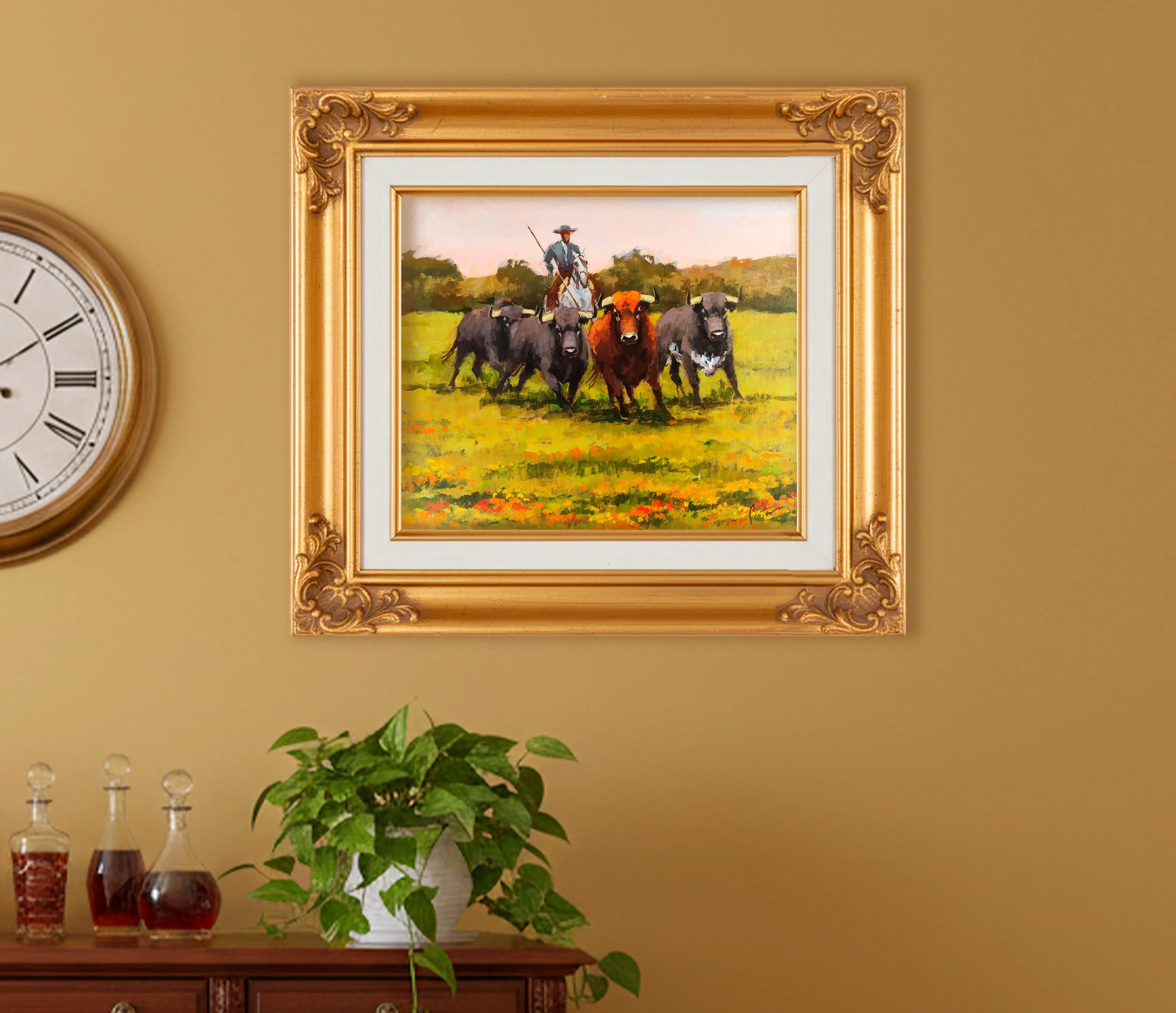 Mockup de la obra «Toros en el campo» de Enrique Pastor