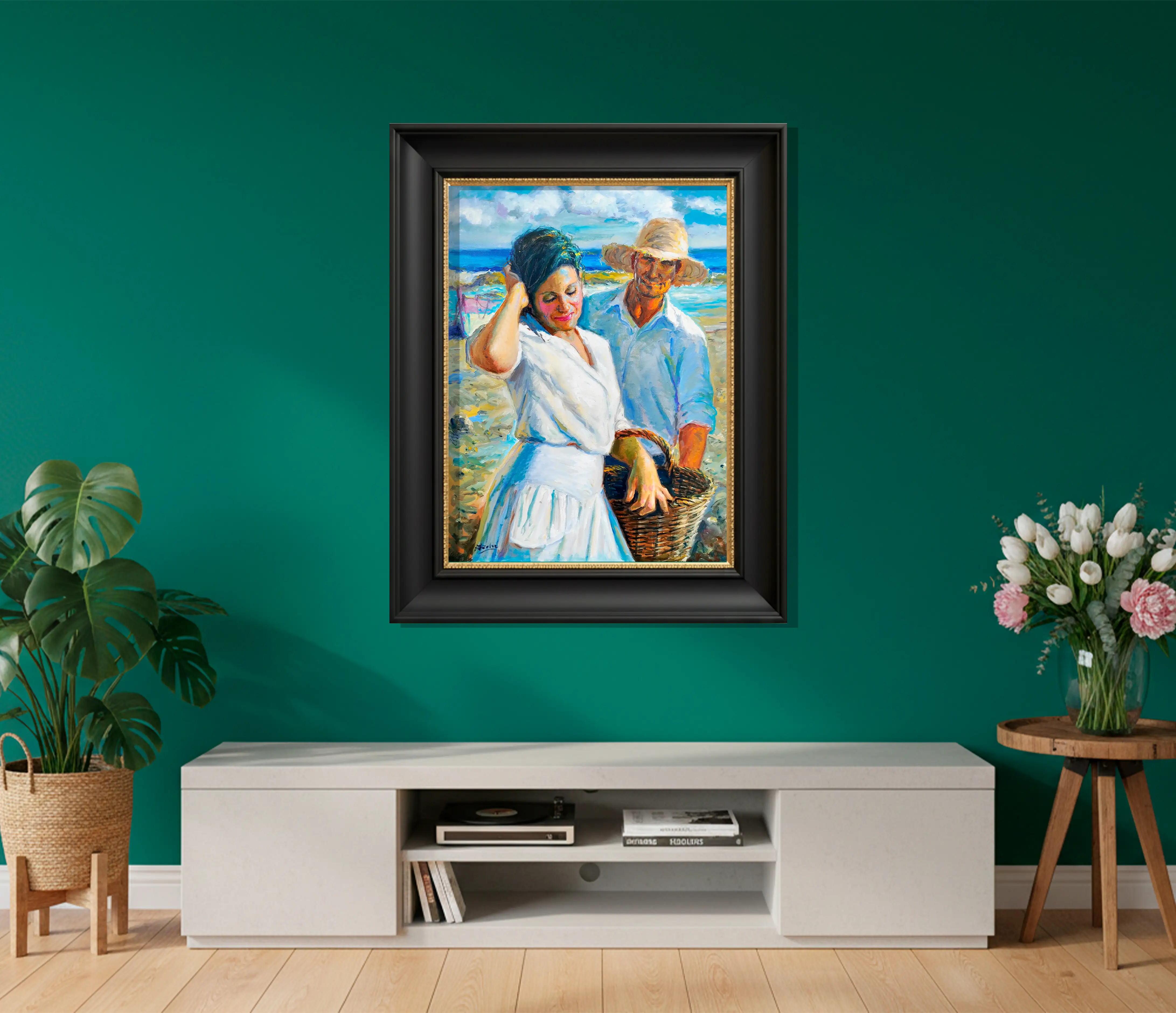 Mockup de la obra «Pareja de pescadores» de Juan Soler