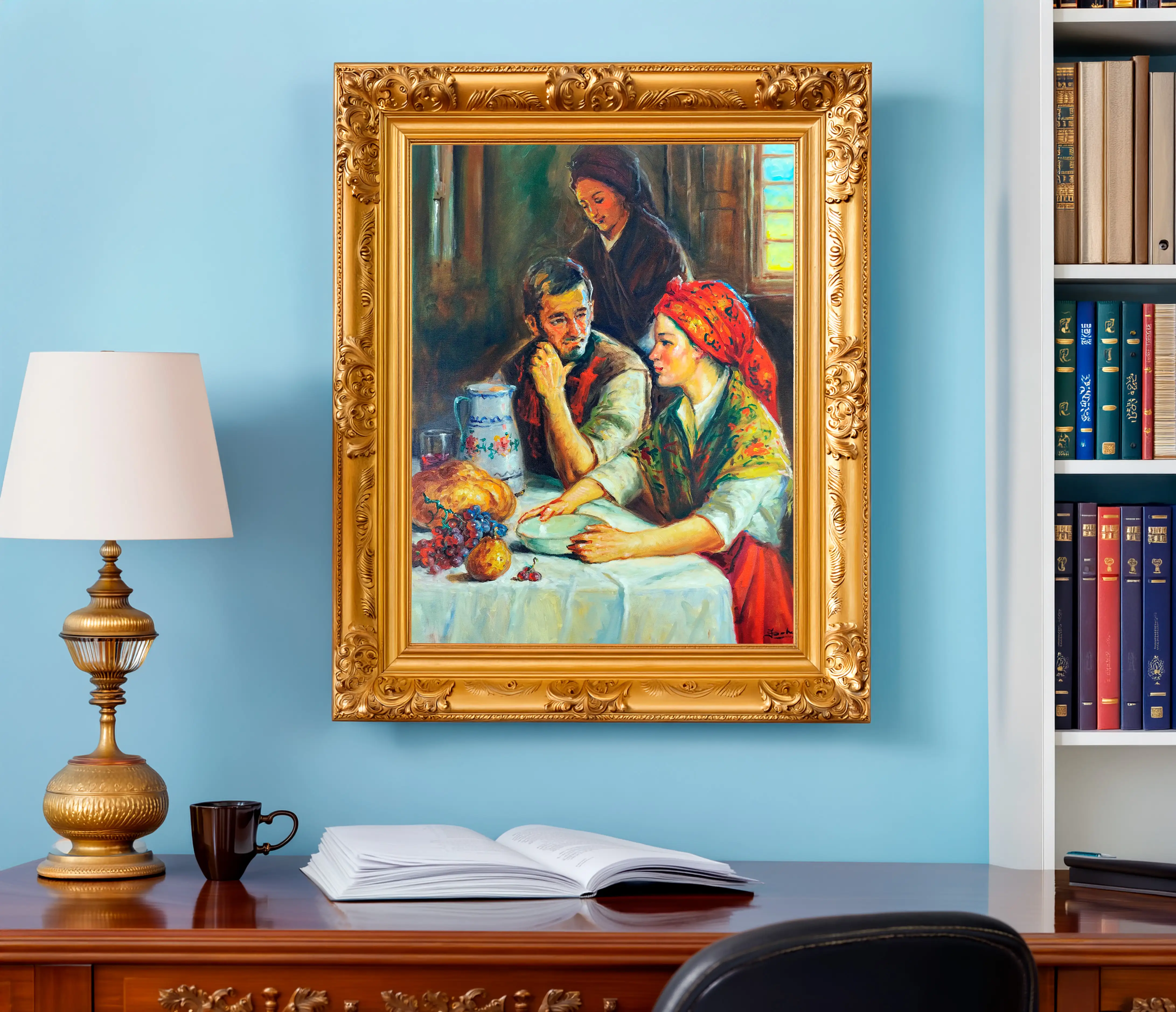 Mockup de la obra «Escena costumbrista» de Juan Soler