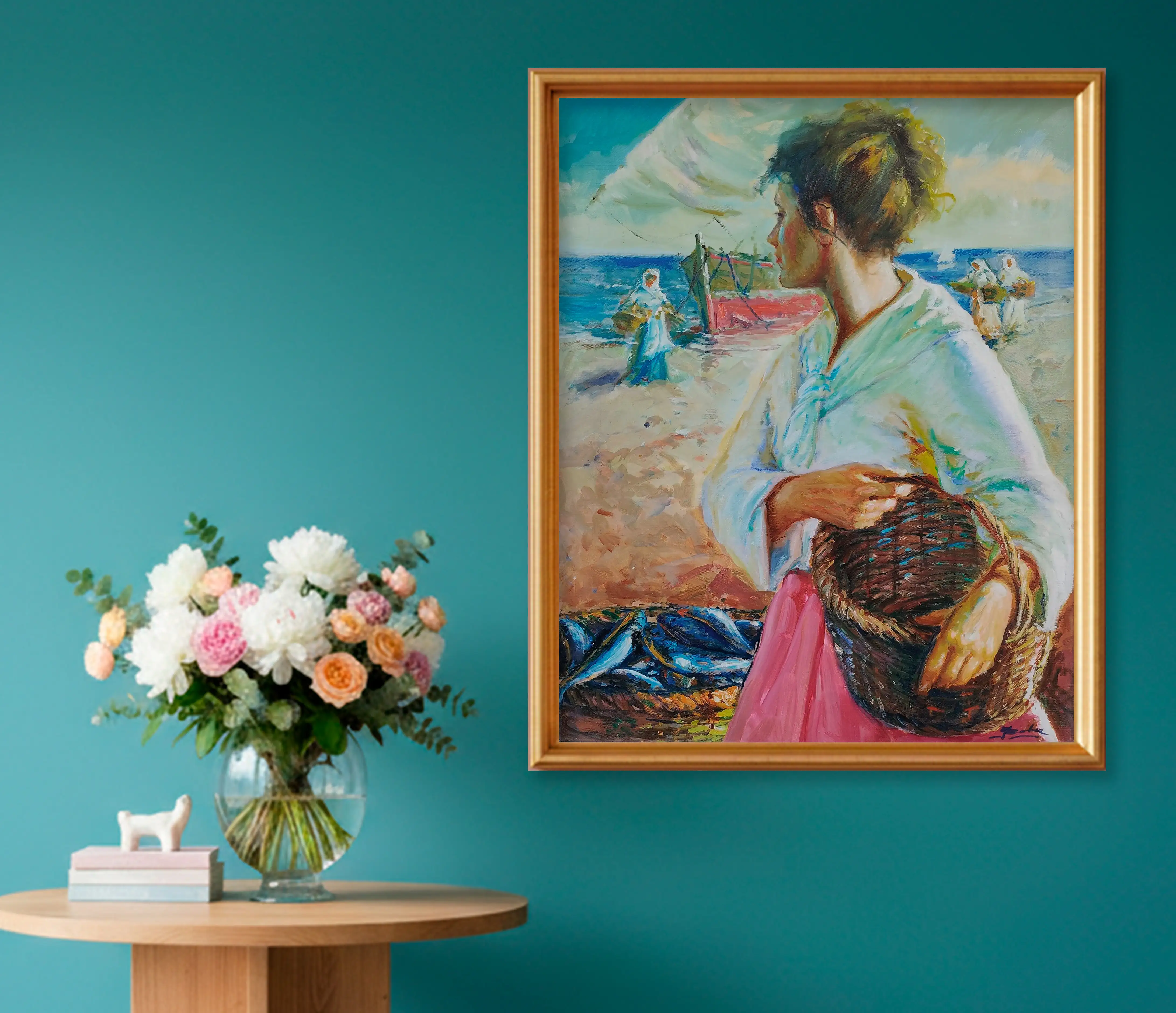 Mockup de la obra «Pescadora» de Juan Soler